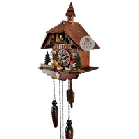 Goat & Water Trough Battery Chalet Cuckoo Clock With Bell Tower 20cm By TRENKLE image