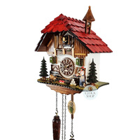 Bell Ringer & Cow Battery Chalet Cuckoo Clock With Bell Tower 30cm By TRENKLE image