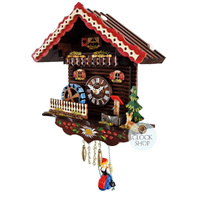 Water Wheel Battery Chalet Clock With Swinging Doll 19cm By TRENKLE image