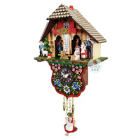 Swiss Heidi Weather House Battery Chalet Clock With Swinging Doll 22cm By TRENKLE image