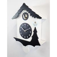 34cm Black & White Modern Battery Chalet Cuckoo Clock By AMS image