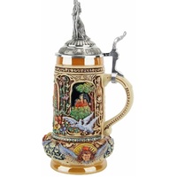 Medieval Wedding Beer Stein With Pewter Bride & Groom 0.5L By KING image