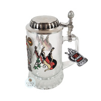 German Flags Glass Beer Mug With Pewter Lid 0.5L By KING image