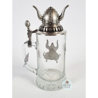 Viking Glass Beer Mug With Pewter Viking Helmet Lid By KING image