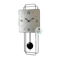 50cm Silver & Black Modern Pendulum Wall Clock With Westminster Chime By AMS image