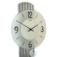 62cm White & Silver Pendulum Wall Clock With Frosted Glass Dial By AMS image