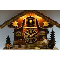 Wood Chopper & Water Wheel LED Battery Chalet Cuckoo Clock 30cm By TRENKLE image