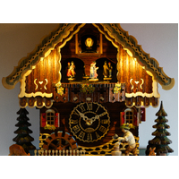 Wood Chopper & Water Wheel LED Battery Chalet Cuckoo Clock With Dancers 34cm By TRENKLE image