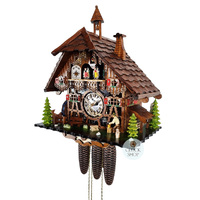 Wood Chopper 8 Day Mechanical Chalet Cuckoo Clock With Dancers 44cm By ENGSTLER image