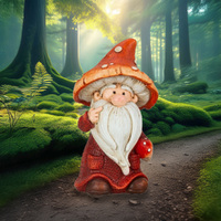 15.5cm Mushroom Gnome - Orange Or Red image