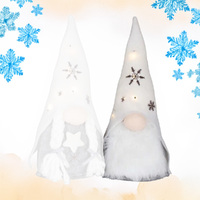 37cm Grey & White LED Christmas Gnome - Boy Or Girl image