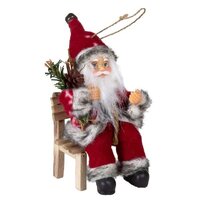 18cm Red & Grey Santa Hanging Decoration- Assorted Designs image