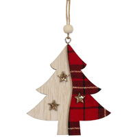 15cm Tartan Wooden Hanging Decoration- Assorted Designs image