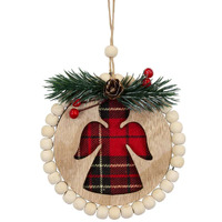 11cm Tartan Wooden Hanging Decoration- Assorted Designs image