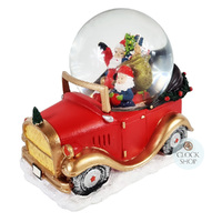 16cm Musical Snow Globe With Santa On Vintage Car (Santa Claus Is Coming To Town) image