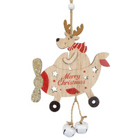 18cm Wooden Biplane Hanging Decoration- Assorted Designs image