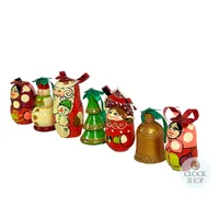 Russian Dolls Hanging Decoration- Green & Red 6cm (Set of 7) image