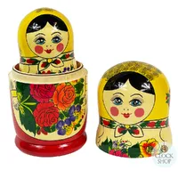 Semenov Russian Dolls- Yellow Scarf & Red Dress 26cm (Set Of 10) image