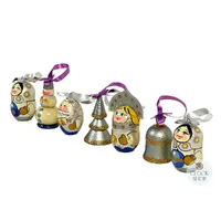 Russian Dolls Hanging Decoration- Blue & Silver 6cm (Set of 7) image