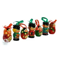 Russian Dolls Hanging Decoration- Green, Orange & Blue 6cm (Set of 7) image