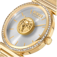 34mm Brick Lane Yellow Gold Womens Watch With Mesh Band & Silver Dial By VERSACE image