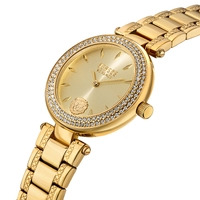 Gift Set- 36mm Brick Lane Crystal Gold Womens Watch With Gold Dial & Bracelet By VERSACE image