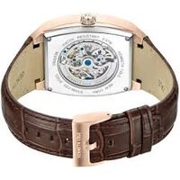 40mm Rose Gold Automatic Mens Watch With Skeleton Dial & Brown Leather Band By KENNETH COLE image