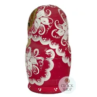 Floral Russian Dolls- Pink & White Matte Finish 16cm (Set Of 5) image