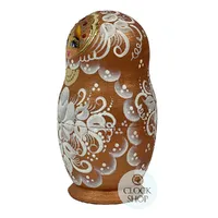 Floral Russian Dolls- Gold & White Matte Finish 16cm (Set Of 5) image