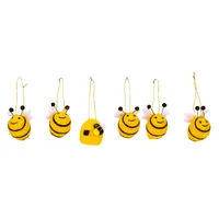 8cm Felt Bee Hanging Decoration (Set Of 6) image