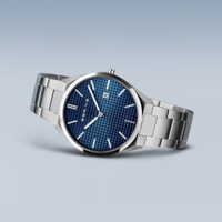 40mm Ultra Slim Collection Mens Watch With Blue Dial & Stainless Steel Strap & Case By BERING image