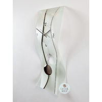 60cm Silver & Curved Glass Pendulum Wall Clock By AMS image