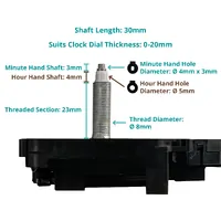 Euroshaft Pendulum Step Clock Movement By TAKANE (30mm Shaft) image