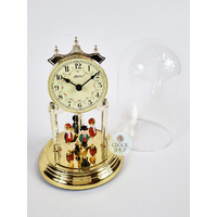 23cm Gold Anniversary Clock With Black Forest Figurines & Cream Dial By HALLER image