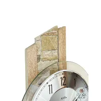 67cm Beech Pendulum Wall Clock With Stone Inlay & Silver Dial By AMS image