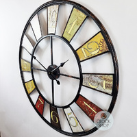 80cm Multi Coloured Round Metal Wall Clock By AMS image