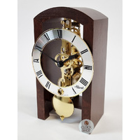 18cm Walnut Mechanical Skeleton Table Clock By HERMLE (Small Scratch) image