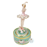 Pink & Green Ballerina Figurine Enamel Music Box (Tchaikovsky- Swan Lake) image