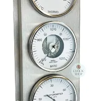 51cm Silver Outdoor Weather Station With Thermometer Barometer & Hygrometer By FISCHER image