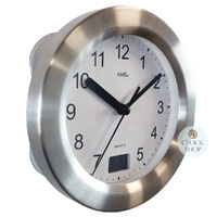 17cm Silver Round Wall Clock With Temperature Reading By AMS image
