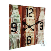 40cm Clock Tower Square Glass Wall Clock By AMS (Cosmetic Scratch) image