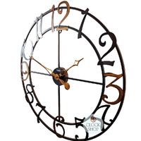 60cm Copper Look Round Wall Clock With Large Numbers By AMS  image