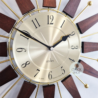 49cm Wolcott Brass & Walnut Starburst Wall Clock By ACCTIM image