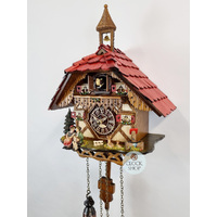 Accordion Player & Bell Tower Battery Chalet Cuckoo Clock 30cm By TRENKLE image