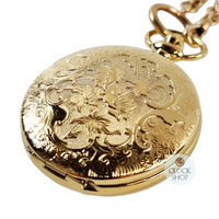 48mm Gold Unisex Pocket Watch With Floral Pattern By CLASSIQUE (Roman) image