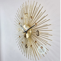 50cm Gold Sunray Jewelled Wall Clock By AMS image