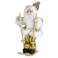 18cm Gold & White Santa Hanging Decoration- Assorted Designs image