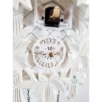 5 Leaf & Bird Battery Carved Cuckoo Clock White 22cm By ENGSTLER image