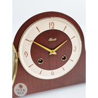 19cm Walnut Mechanical Tambour Mantel Clock By HERMLE image