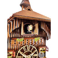 Goat & Water Trough Battery Chalet Cuckoo Clock With Bell Tower 20cm By TRENKLE image